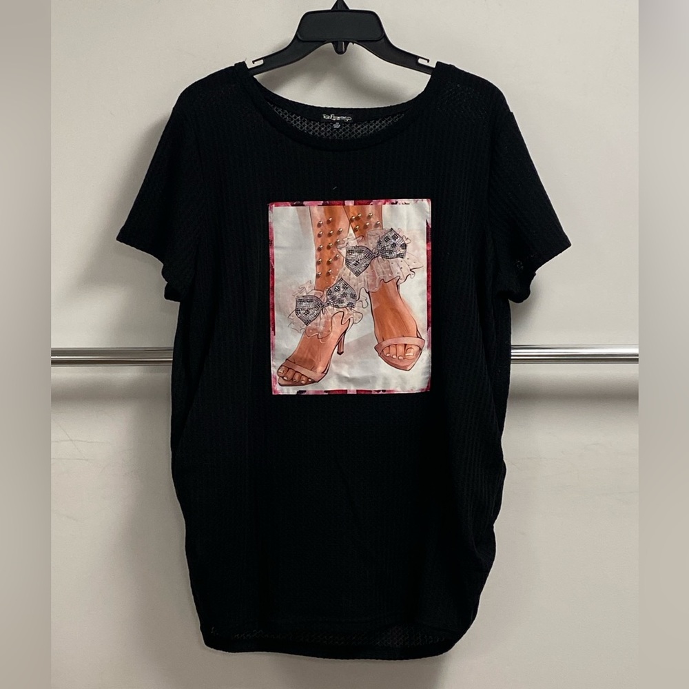 Short sleeve side cinch waffle top w) patch